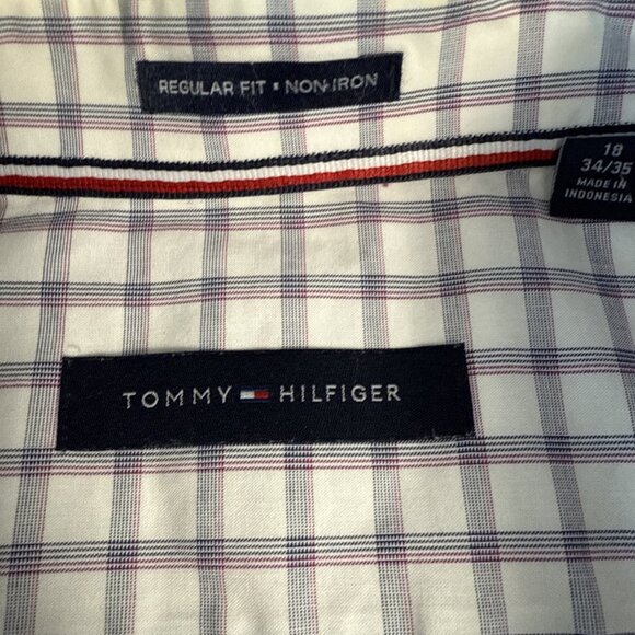 Tommy Hilfiger Men's Button Down Long Sleeve Wrinkle Free 18 34/35 Plaid - Picture 4 of 10